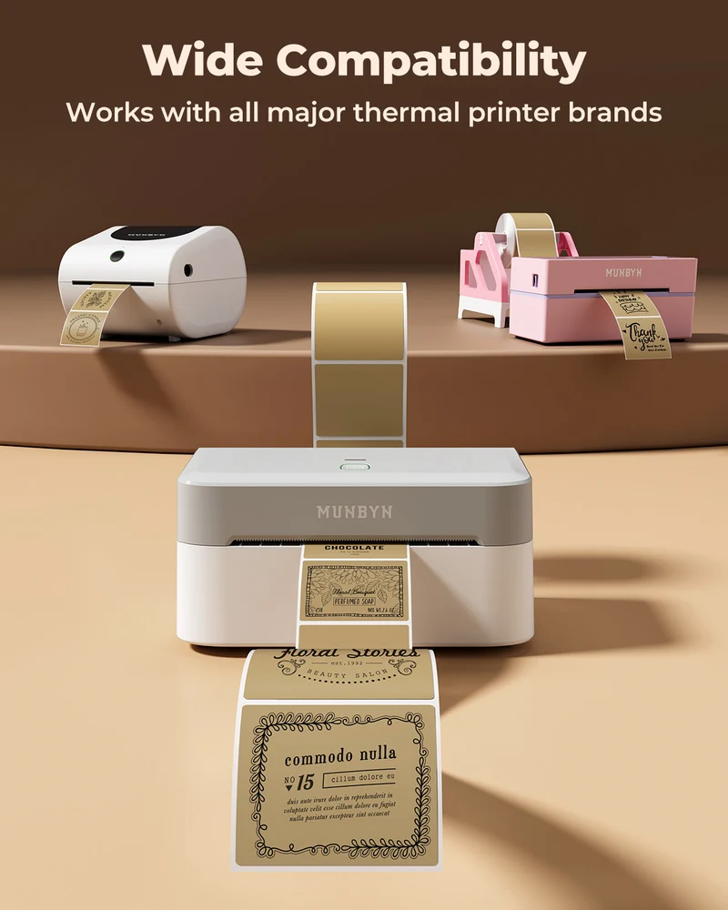 MUNBYN RealWriter 403B Bluetooth Drucker & 2x2 Quadrat Etiketten Kerze Verpackung Branding Set