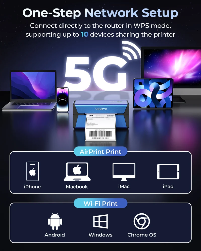 MUNBYN RealWriter 401AP AirPrint Drucker & Morandi Etiketten Etsy Verpackung & Branding Elite Set