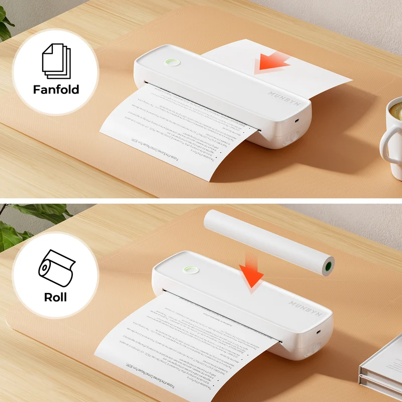 MUNBYN ITP04 Inkless Portable A4 Printer for Travel and Documents