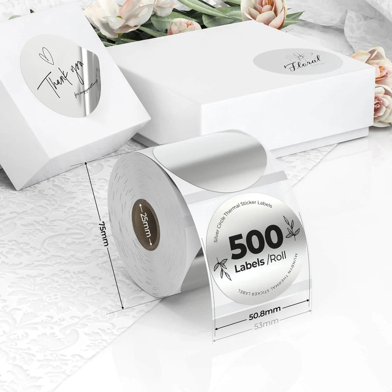 MUNBYN 2" Silver Thermal Labels for Branding and Packaging