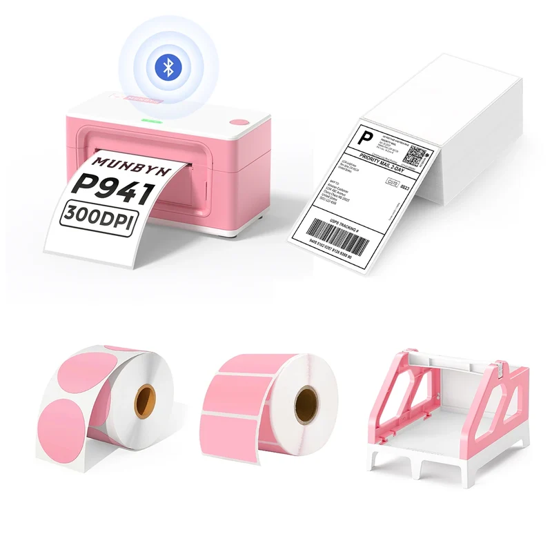 MUNBYN RW941BP 300DPI Bluetooth Thermal Label Printer Kit for Product Labels