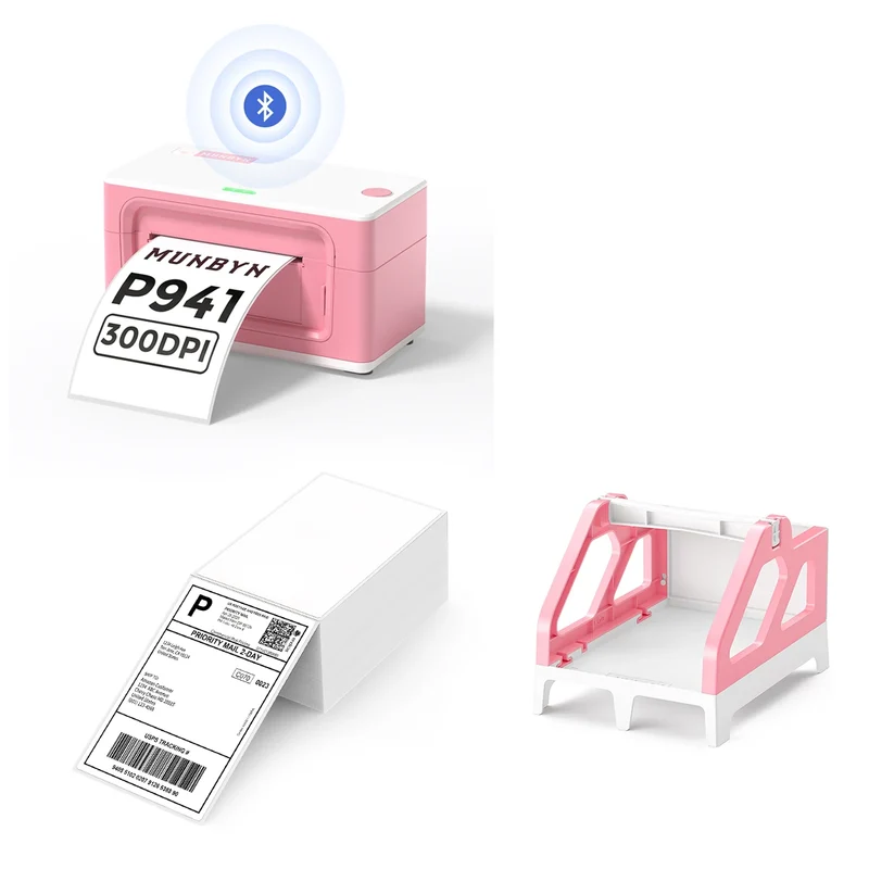 MUNBYN RW941BP 300DPI Bluetooth Thermal Label Printer Kit for Product Labels