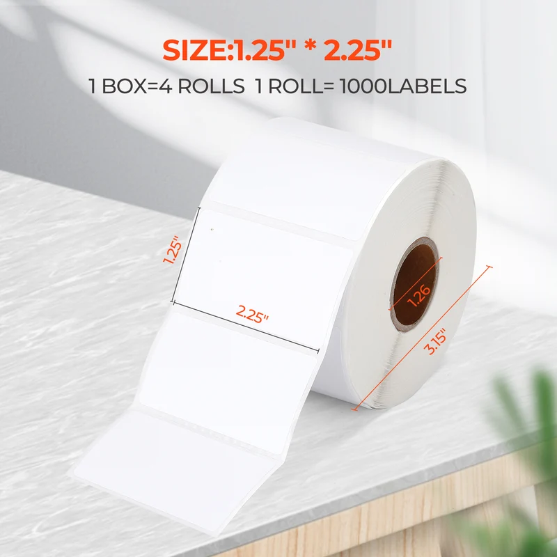 MUNBYN 2.25" x 1.25" Rectangle Thermal Labels for Barcode and Address Labels