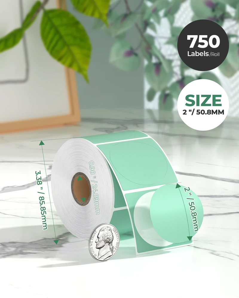 MUNBYN 2" Circle Direct Thermal Labels for Product, Logo and Multi-Purpose Stickers