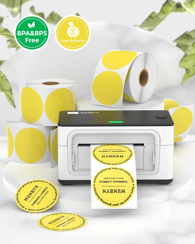 MUNBYN 2" Circle Direct Thermal Labels for Product, Logo and Multi-Purpose Stickers