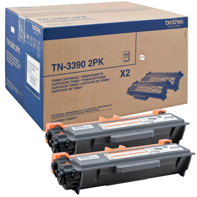 Pack de cartouches de toner d'origine Brother TN3390TWIN Noir - TN-3390 TWIN