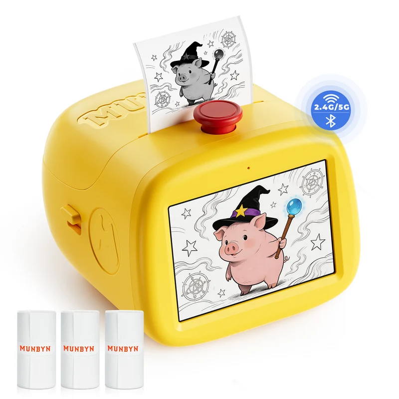 MUNBYN Sticker SP01 AI-Aufkleberdrucker mit Sprachsteuerung für Kinder – Kreatives Geschenk