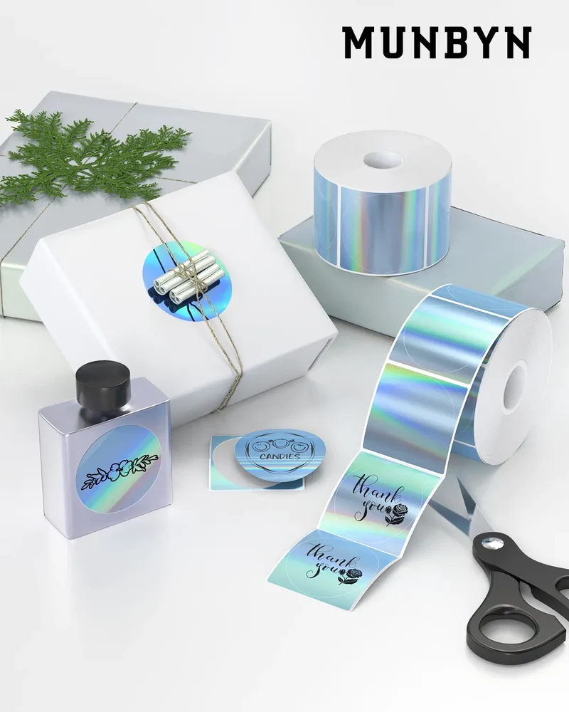 MUNBYN 2" holografische Thermoetiketten für Produktverpackung