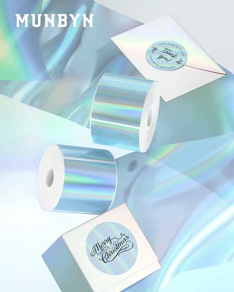 MUNBYN 2" holografische Thermoetiketten für Produktverpackung