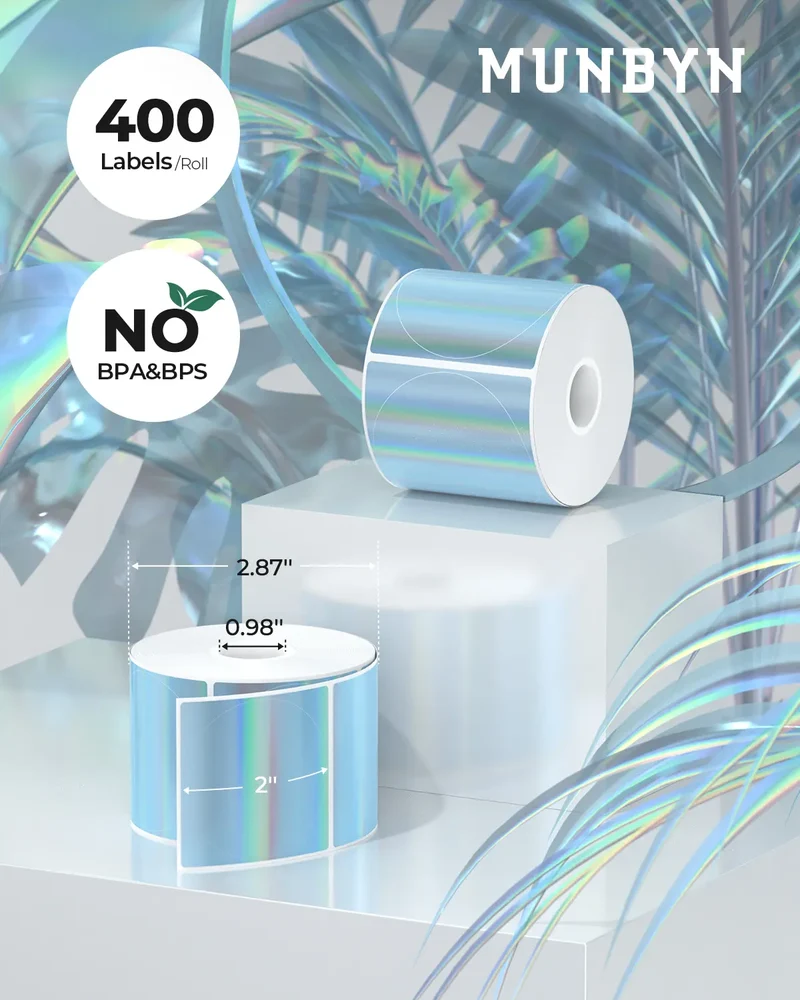 MUNBYN 2" holografische Thermoetiketten für Produktverpackung