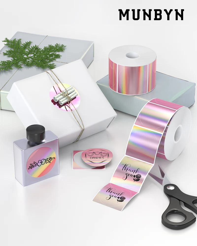 MUNBYN 2" holografische Thermoetiketten für Produktverpackung