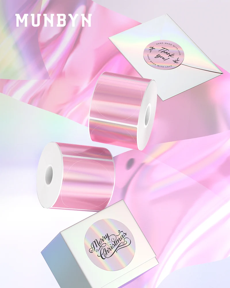 MUNBYN 2" holografische Thermoetiketten für Produktverpackung