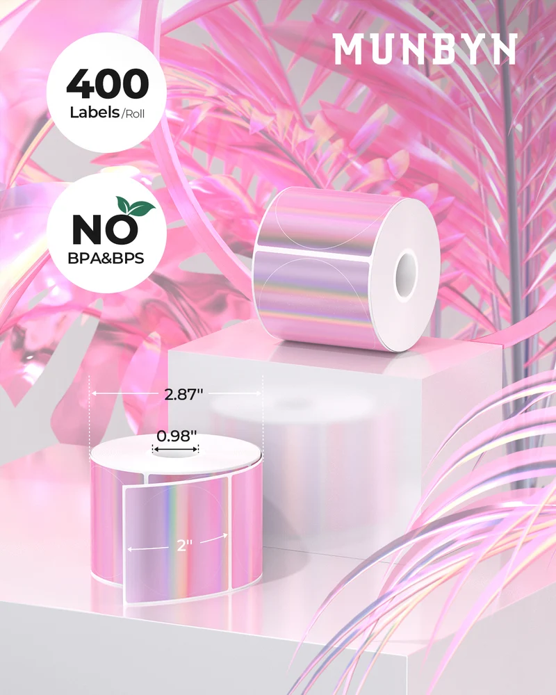 MUNBYN 2" holografische Thermoetiketten für Produktverpackung