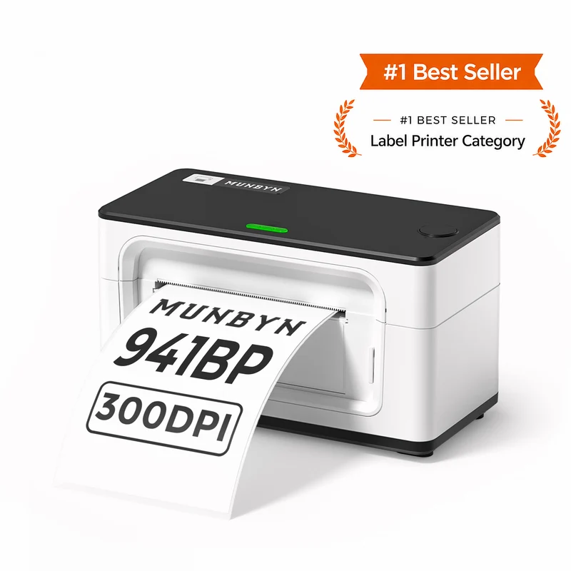 MUNBYN RW941BP 300 DPI Bluetooth Thermodrucker für Produktetiketten und Branding