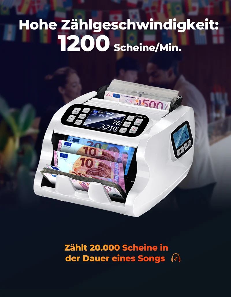 MUNBYN IMC22 Geldzählmaschine für gemischte Stückelungen
