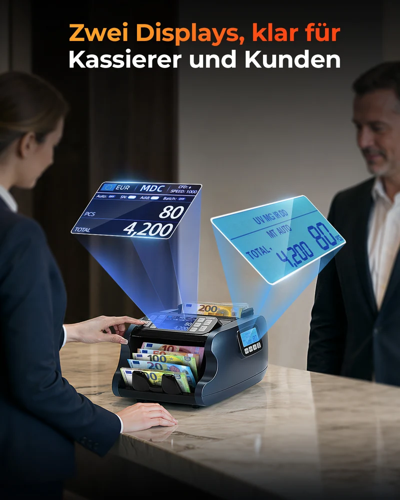 MUNBYN IMC22 Geldzählmaschine für gemischte Stückelungen
