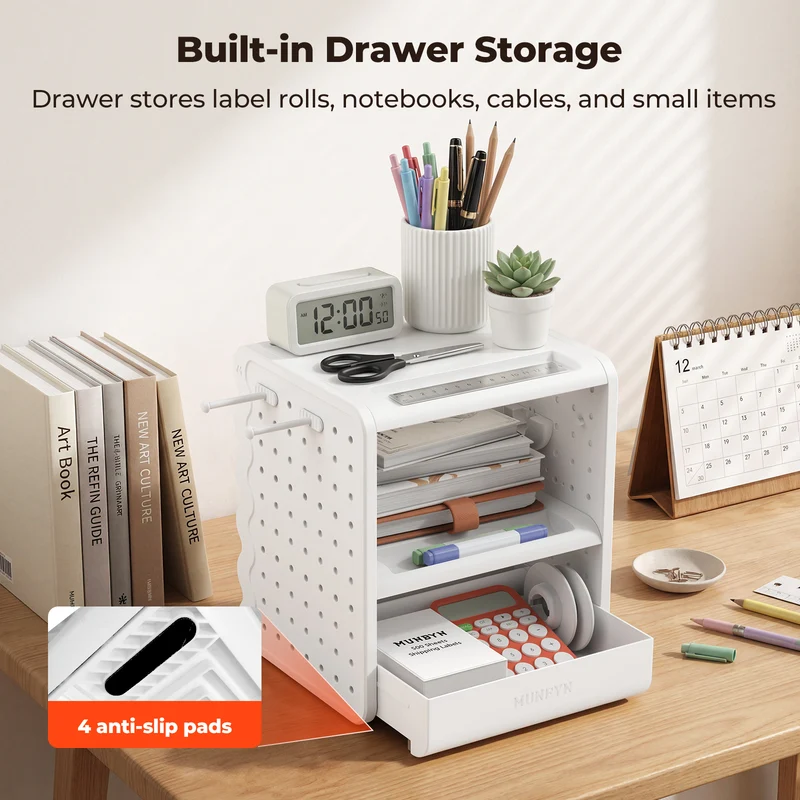 MUNBYN ILH03 5-in-1 Etikettenhalter und Schreibtisch-Organizer