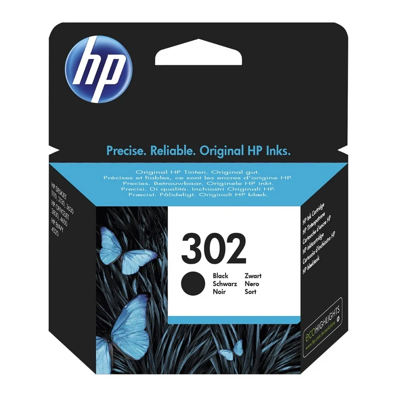 Cartouche d'encre noir d'origine HP 302 - F6U66AE
