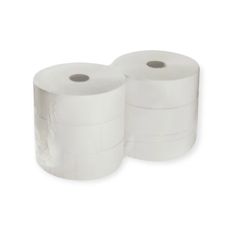 Jumbo-Toilettenpapier, 2-lagig, 350,00 m, Blatt 9,00 x 22,00 cm, Ø Hülse 6,00 cm, Breite 9,00 cm, Ø Rolle 27,0 cm. 1 VE = 6 Rollen