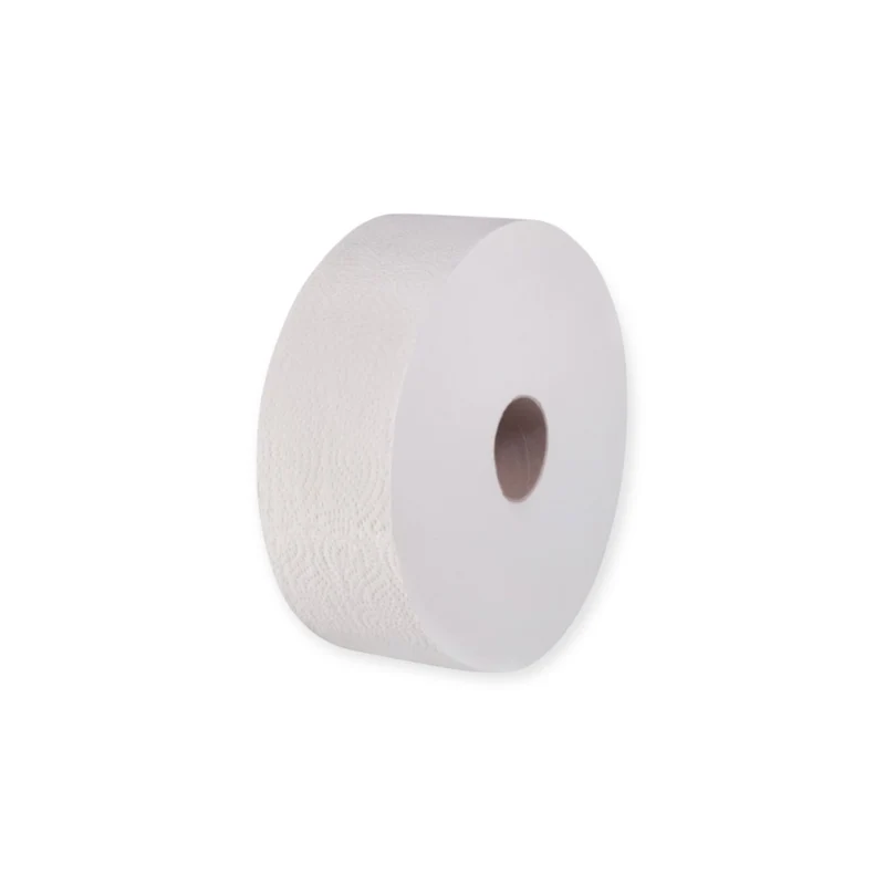 Jumbo-Toilettenpapier, 2-lagig, 350,00 m, Blatt 9,00 x 22,00 cm, Ø Hülse 6,00 cm, Breite 9,00 cm, Ø Rolle 27,0 cm. 1 VE = 6 Rollen