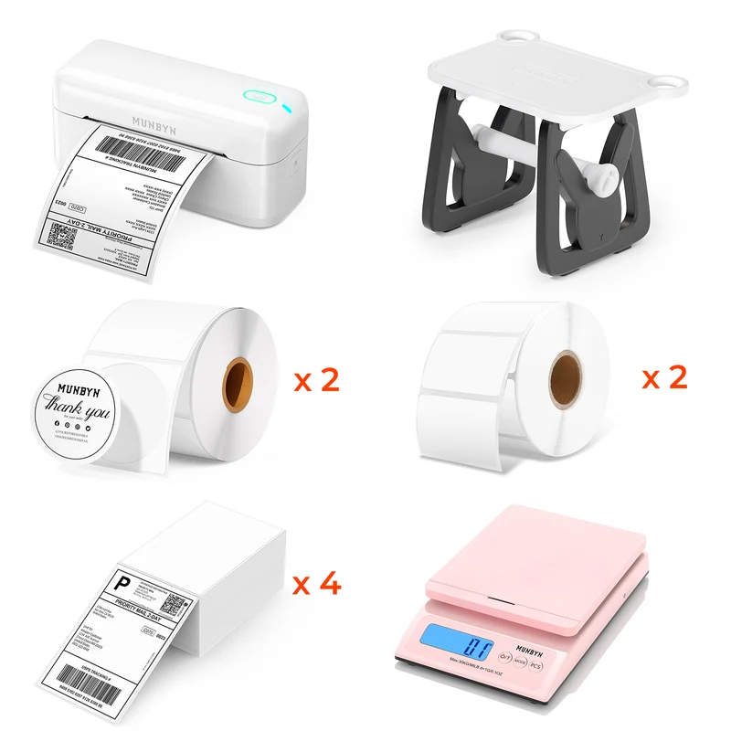MUNBYN RW402B Bluetooth Thermodrucker Kit für tägliche Versandetiketten
