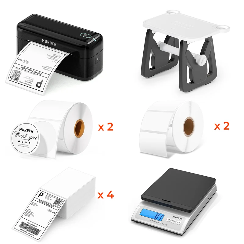 MUNBYN RW402B Bluetooth Thermodrucker Kit für tägliche Versandetiketten