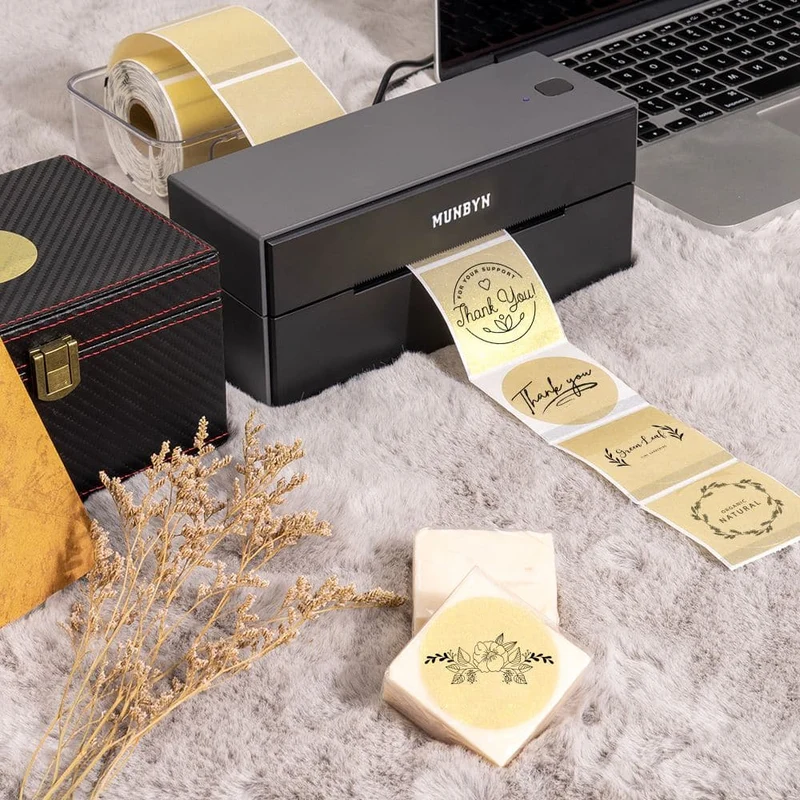 MUNBYN 2" Glitter Thermal Labels for Logo and Packaging Stickers