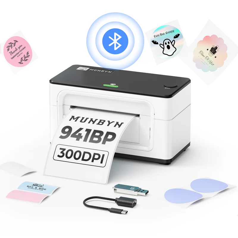 MUNBYN RW941BP 300 DPI Bluetooth Thermal Label Printer