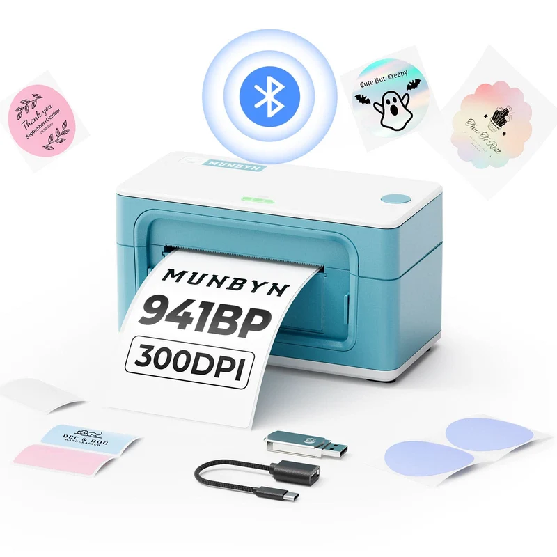 MUNBYN RW941BP 300 DPI Bluetooth Thermal Label Printer