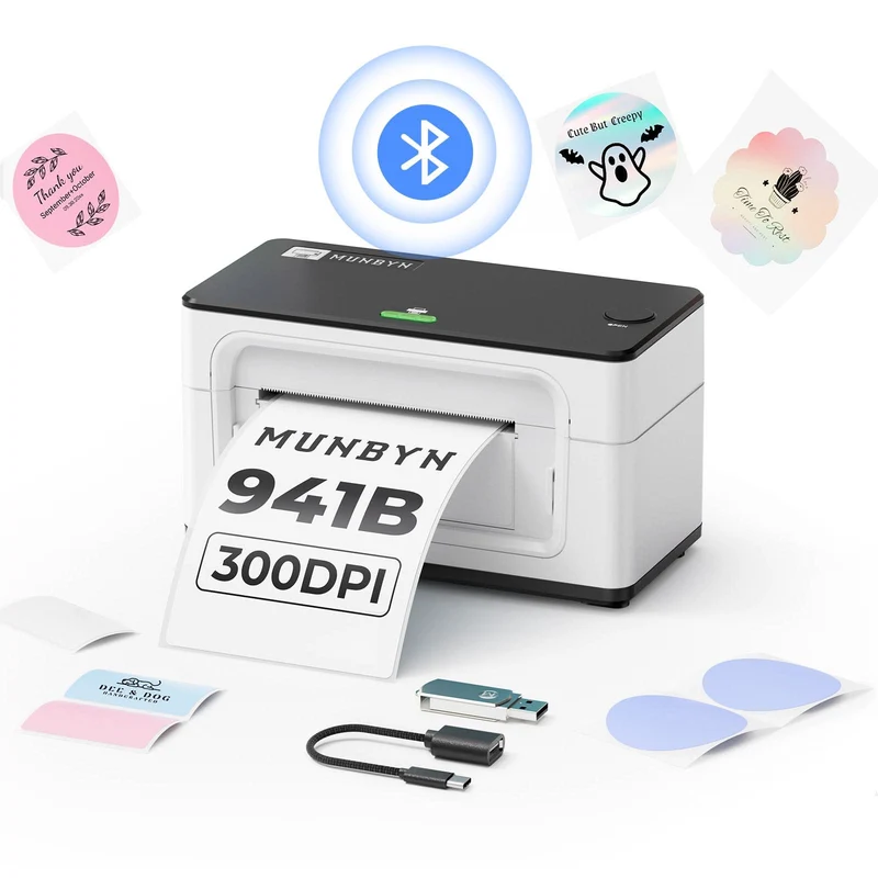 MUNBYN RW941BP 300 DPI Bluetooth Thermal Label Printer