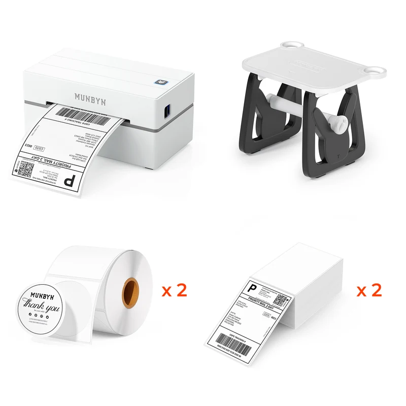 MUNBYN RW130B Bluetooth Thermal Label Printer Kit for Starter Shipping and Basic Labels