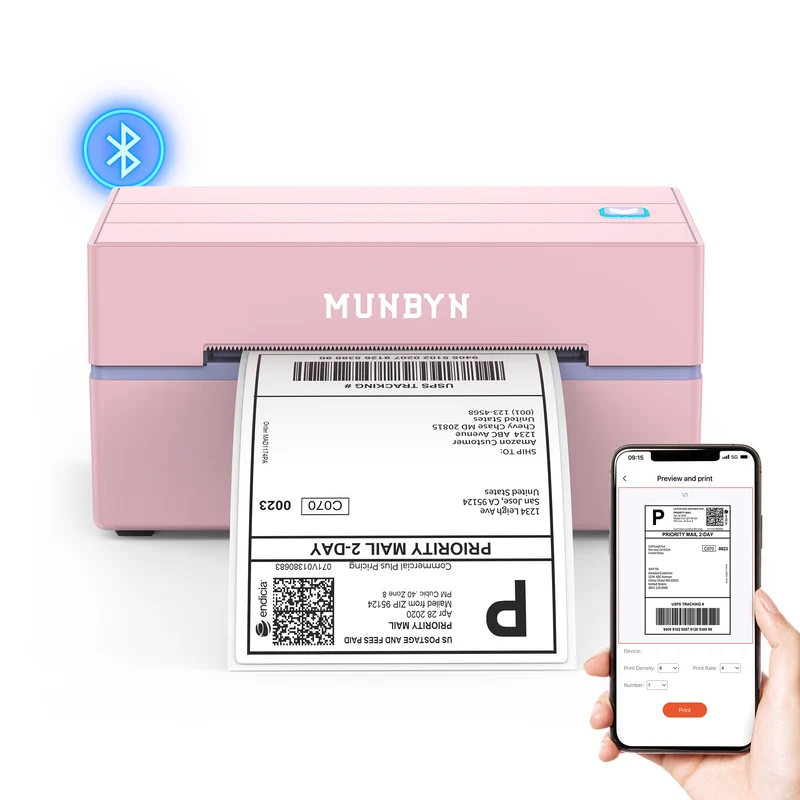 MUNBYN RW130B Bluetooth Thermal Label Printer Kit for Starter Shipping and Basic Labels