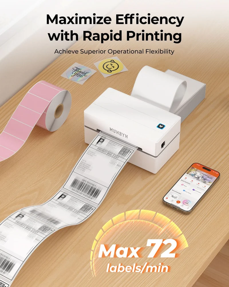 MUNBYN RW130B Bluetooth Thermal Label Printer