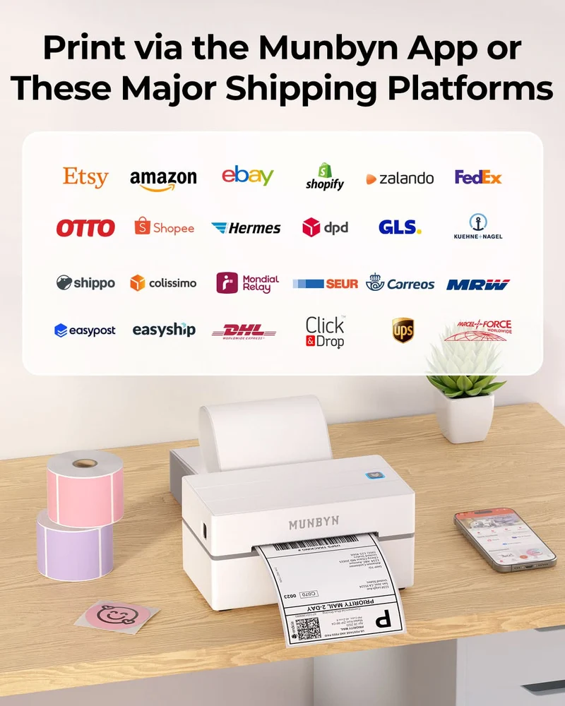 MUNBYN RW130B Bluetooth Thermal Label Printer