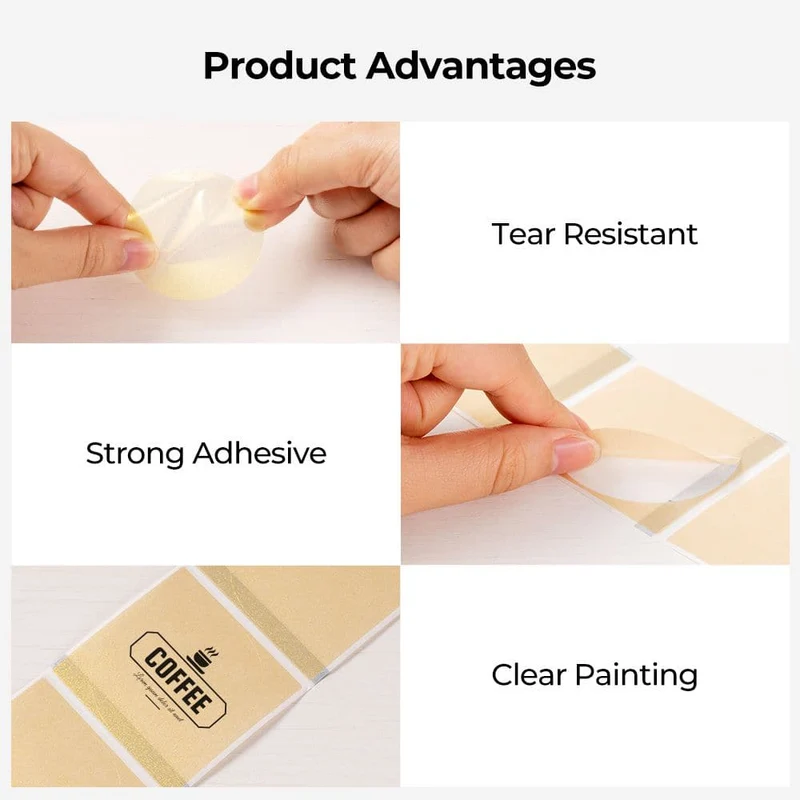 MUNBYN 2" Gold Glitter Thermal Labels for Logo and Packaging Stickers