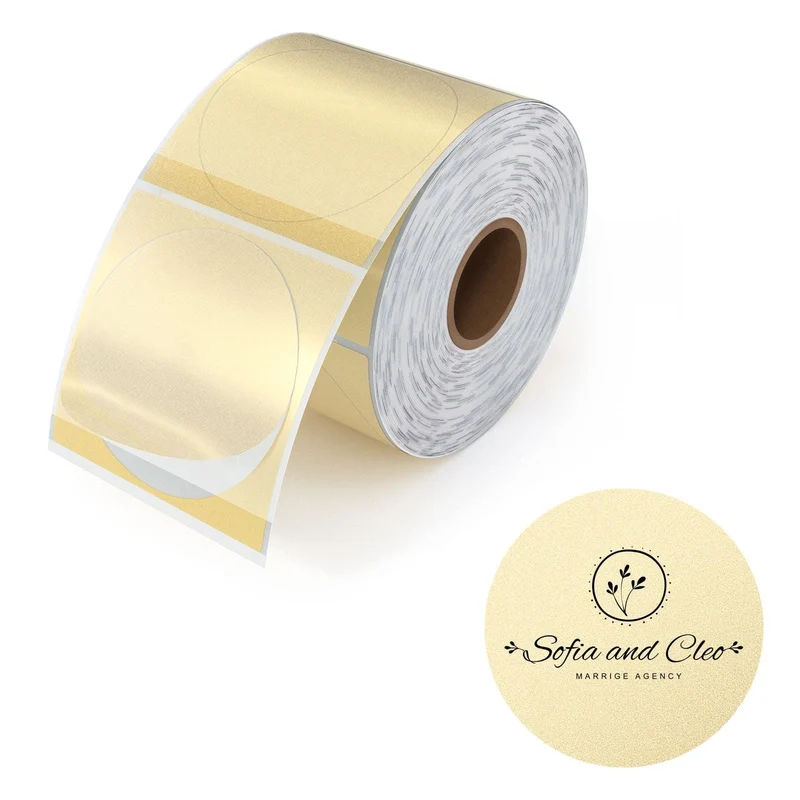 MUNBYN 2" Gold Glitter Thermal Labels for Logo and Packaging Stickers