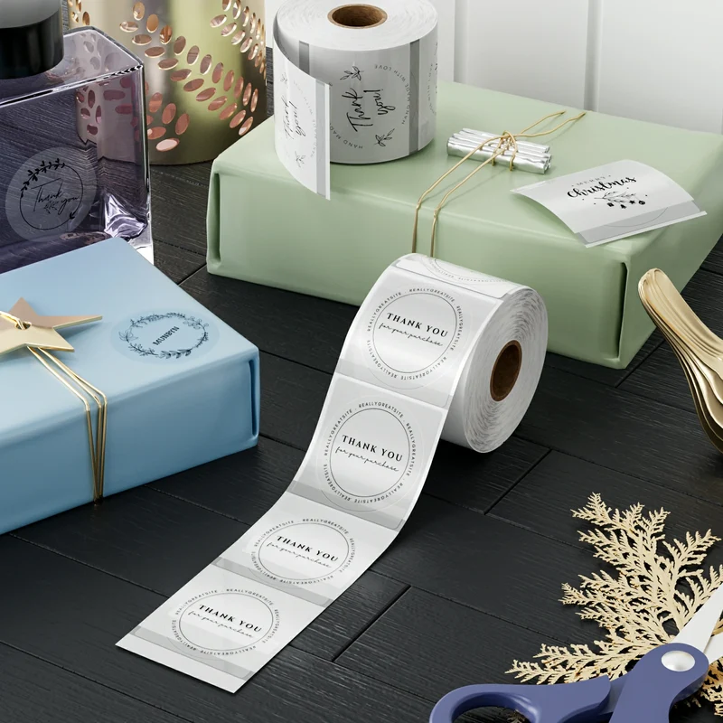 MUNBYN 2" Clear Direct Thermal Labels for Logos and Packaging