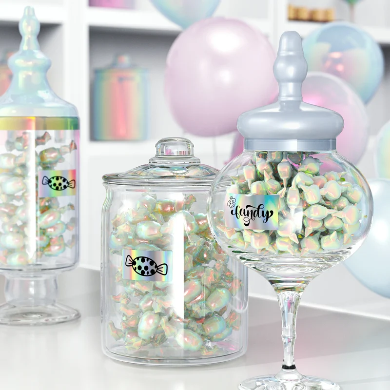 MUNBYN Holographic Silver Thermal Labels for Product Packaging