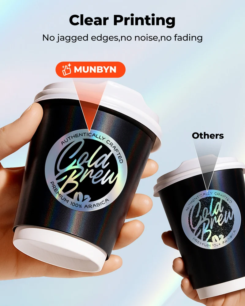 MUNBYN Holographic Silver Thermal Labels for Product Packaging