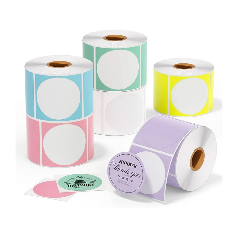 MUNBYN 2" Circle Thermal Labels for Product, Logo and Multi-Purpose Stickers, 750/Roll
