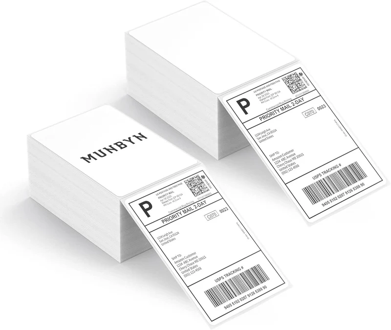 MUNBYN 4x6 Fan-Fold Direct Thermal Shipping Labels for Ecommerce Orders