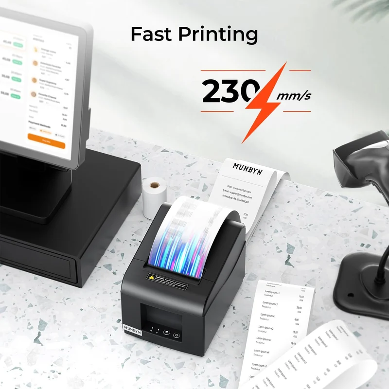 MUNBYN P072 80mm Bondrucker mit Auto-Cutter für POS-Systeme