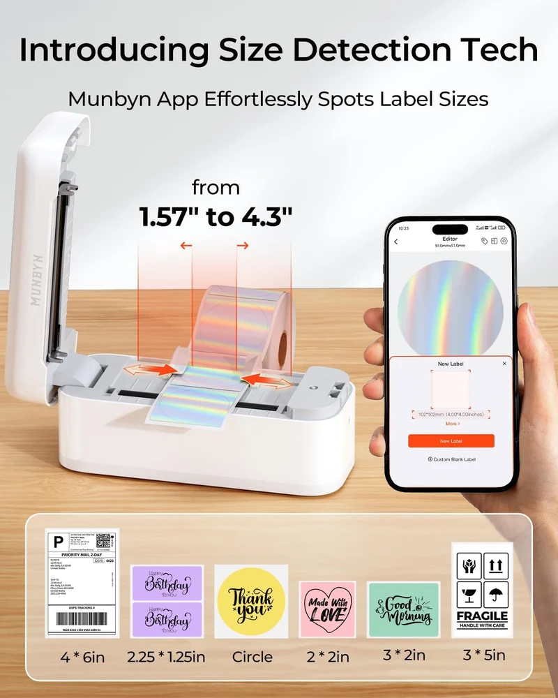 MUNBYN RW402B Bluetooth Thermodrucker für tägliche Versandetiketten