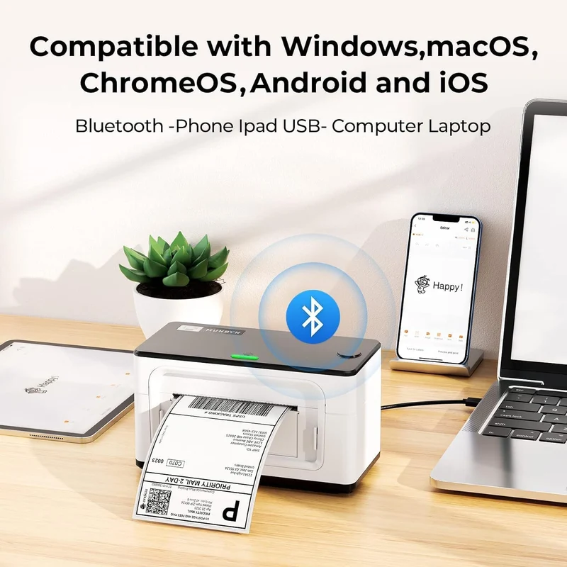 MUNBYN RW941B Bluetooth Thermodrucker Kit für hohen Versandbedarf