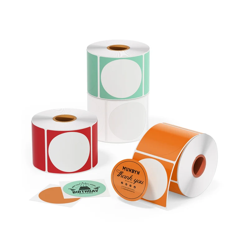 MUNBYN 2" runde Thermoetiketten für Produkt, Logo und Mehrzweck-Aufkleber