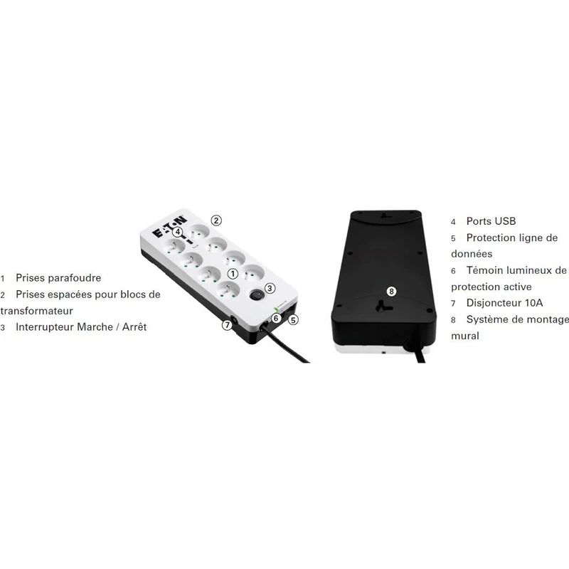 Multiprises parafoudre Eaton Protection Box - PB8TUF