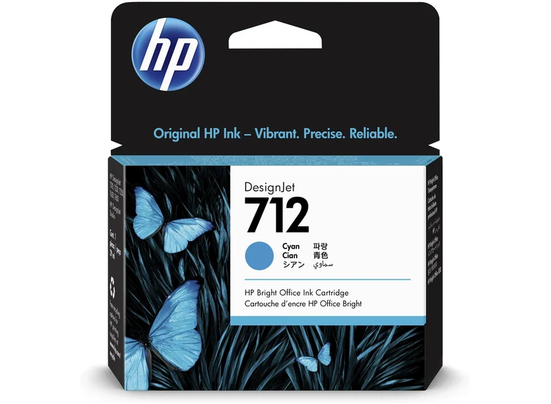 Cartouche d'encre couleur cyan d'origine HP 712 DesignJet 29mL - 3ED67A
