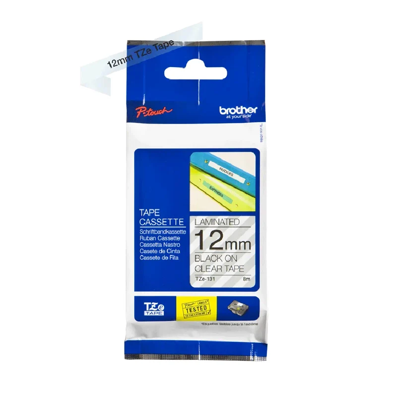 Cassette originale à ruban pour étiqueteuse Brother 12mm transparent - TZe-131