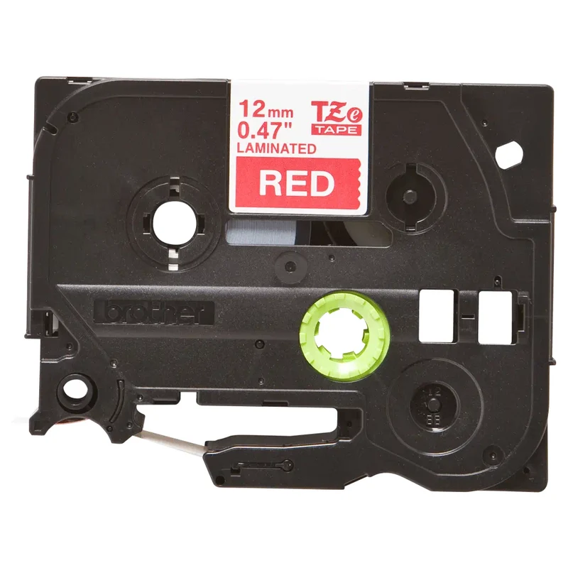 Cassette originale à ruban pour étiqueteuse Brother 12mm blanc sur rouge - TZe-435