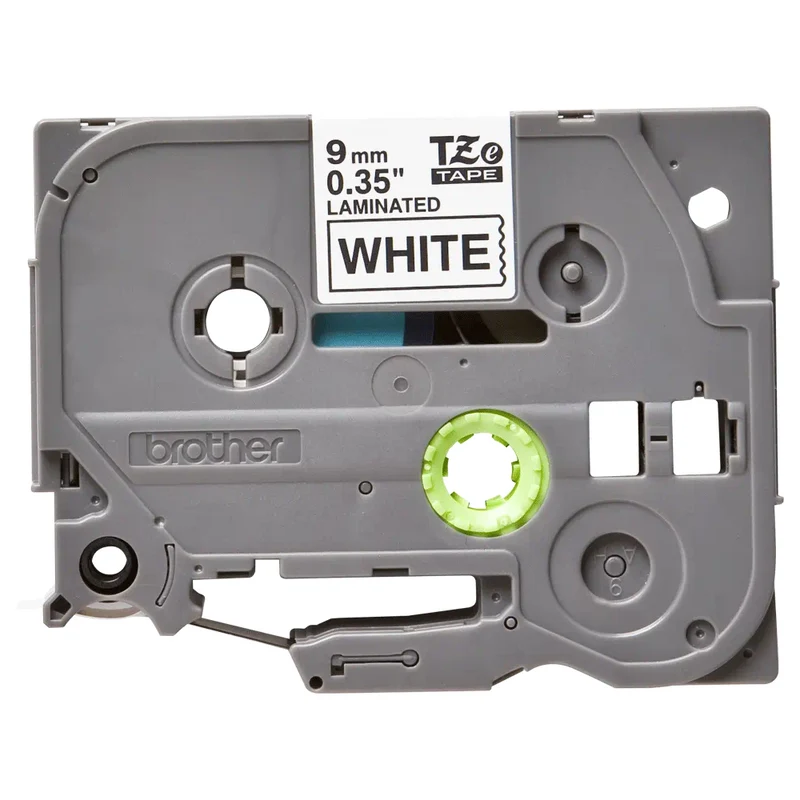 Cassette originale à ruban pour étiqueteuse Brother 9mm noir sur blanc - TZe-221